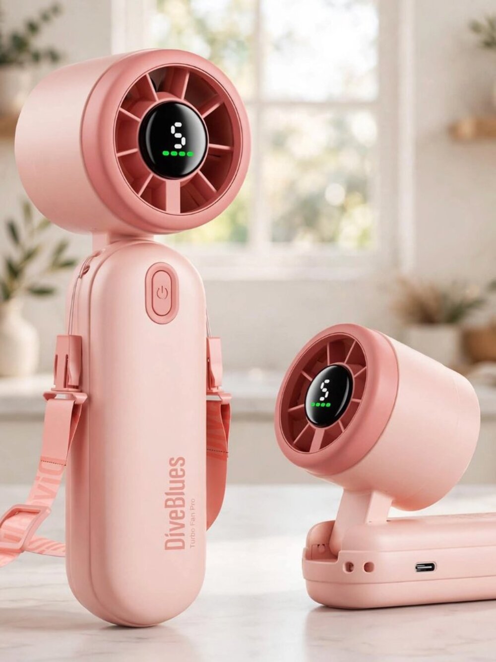 Mini Handheld Turbo Fan 4000mAh 3-in-1 Portable - Pink
